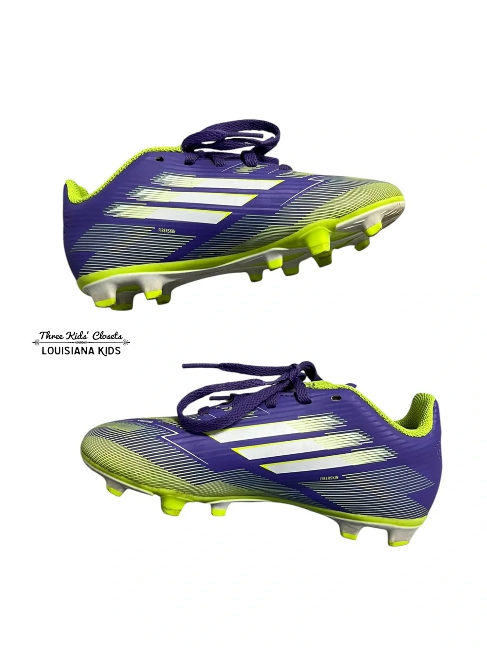 Adidas Sz 13 Youth F50 Club Purple & Lime Soccer Cleats
